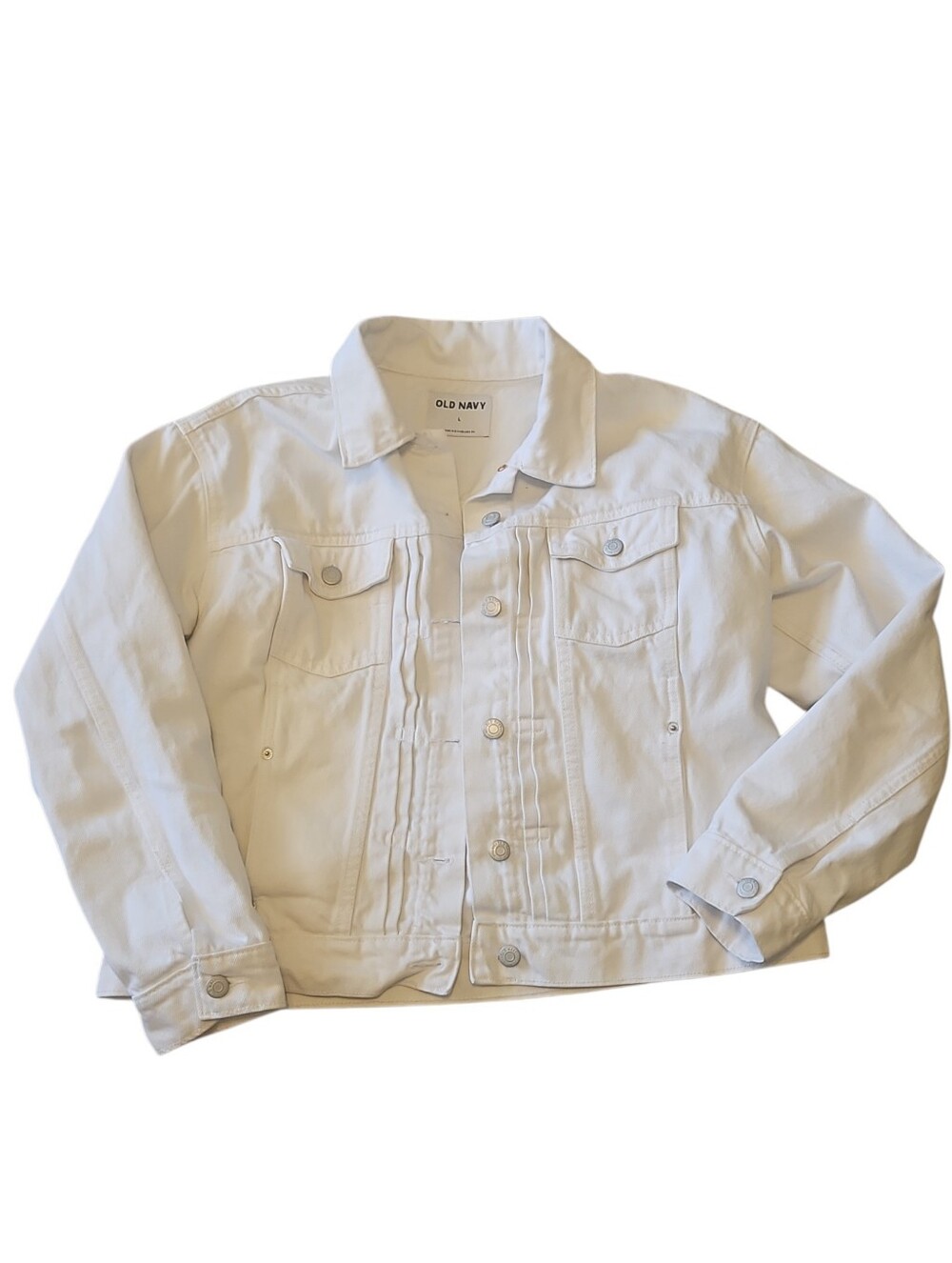 Old Navy White Womens Denim Jacket - Classic Button Front Size Large